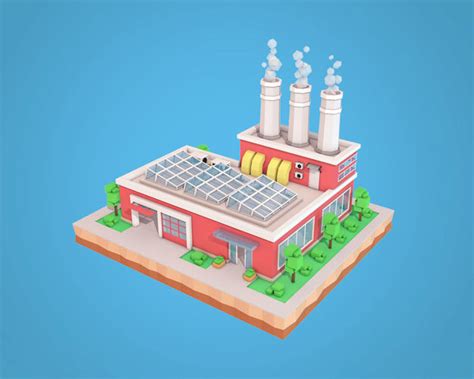 Cartoon Factory Plant 3d Model Cgtrader