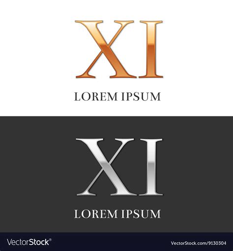 11 Xi Luxury Gold And Silver Roman Numerals Vector Image