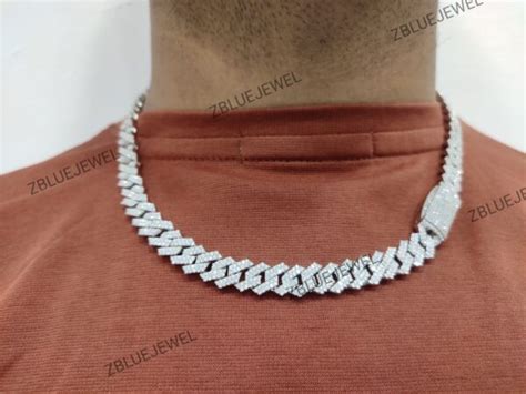10 Mm 20 Inches Vvs Moissanite Studded Cuban Link Chain Hip Hop