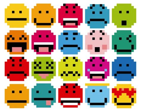 Emoticones Pixelados Inspirados En Los Videojuegos Vintage De Los 90