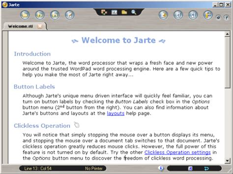 Jarte Welcome Screen