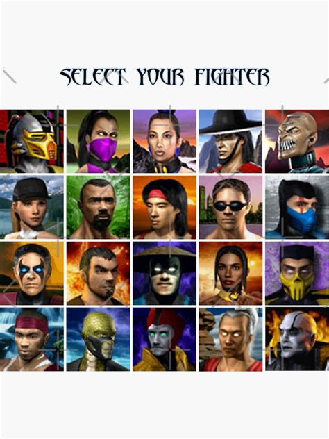 Mortal Kombat 4 Gold Character Select Sticker By Mammothtank