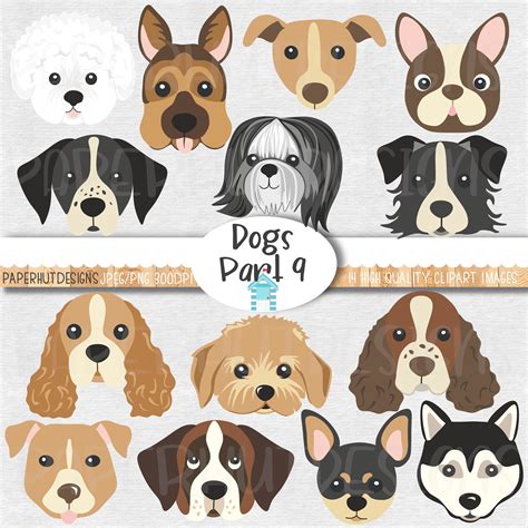 Dog Faces Clipart Cute Puppy Faces Clipart Dog Clip Art Puppy Etsy Uk