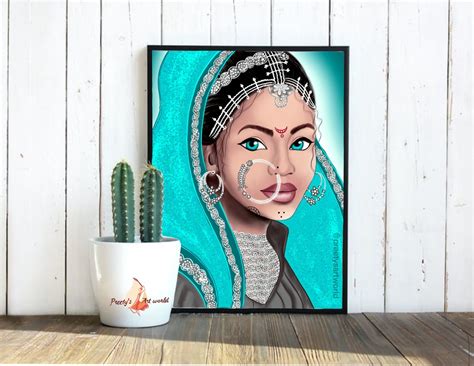 Indian Tribal Women With Blue Eyes And Sky Blue Dupatta Scarf Etsy