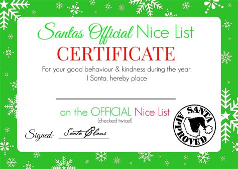 Print these and write/type in the child's. Christmas Nice List Certificate - Free Printable! - Super ...