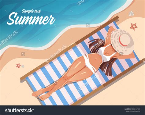 Woman Sunbathing Illustration Over Royalty Free Licensable Stock Vectors Vector Art
