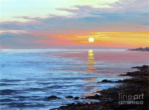 Sunrise On The Ocean Painting By Varvara Harmon Pixels