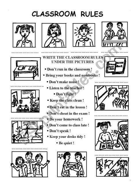 Printable Classroom Rules For Elementary