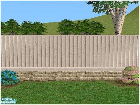 The Sims Resource Stone Base White Privacy Fence