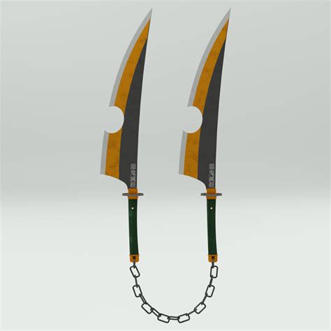 Demon Slayer Tengen Uzui Blades Swords Kimetsu No Yaiba 3d Model 3d