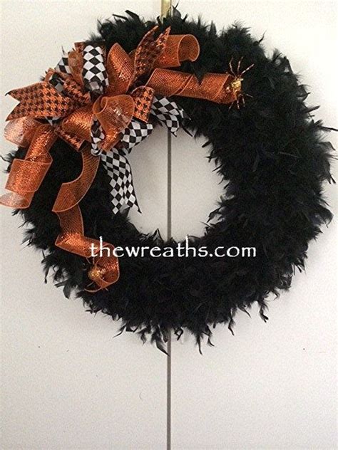 Black Feather Halloween Wreath Xxl Black Halloween Wreath 30