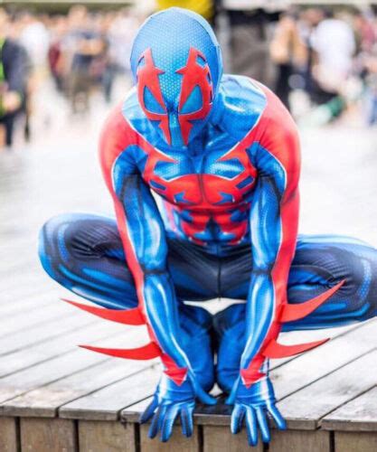 2099 ultimate spider man costume muscle zentai suit cosplay halloween blue and red ebay