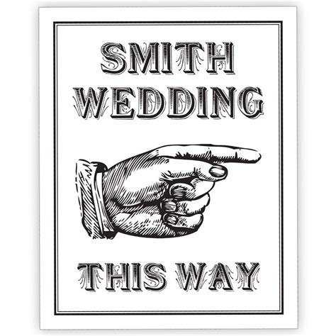 Vintage Hand Pointing Wedding Directional Sign 8x10