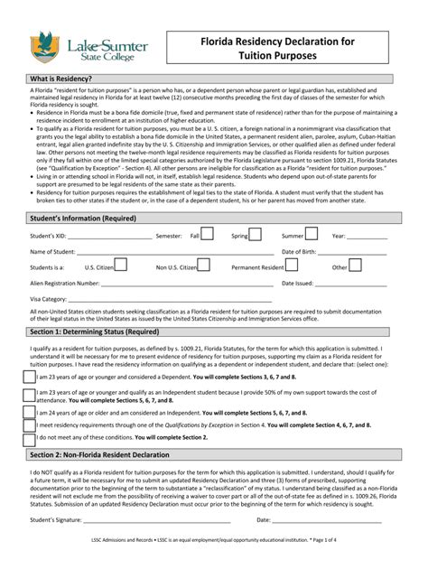 Residency Fsu Admissions Florida State University Form Fill Out And