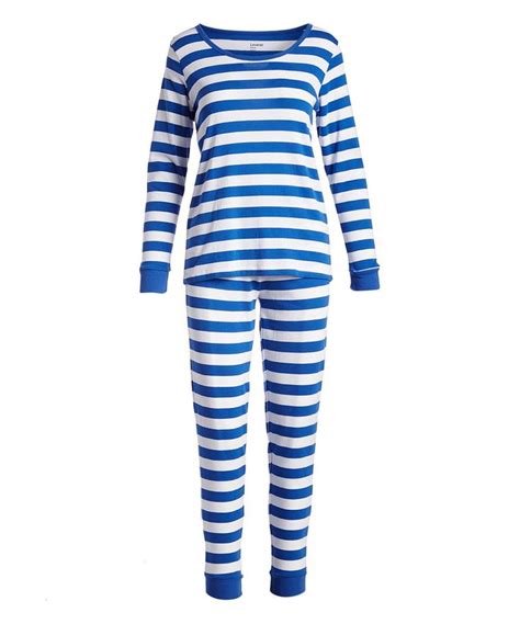 Take A Look At This Blue And White Stripe Pajama Set Women Today Pajama Party Pajama Set Cozy