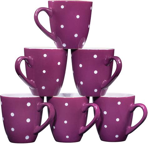 Product title set of 2 white ceramic coffee mug for wedding gifts, mr and mrs, 15 oz average rating: Polka Dot Coffee Mug Set Set of 6 Large-sized 16 Ounce ...