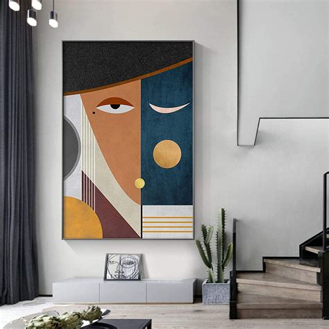 Canvas Painting Modern Figure Abstract Geometric Faces Contemporary Art