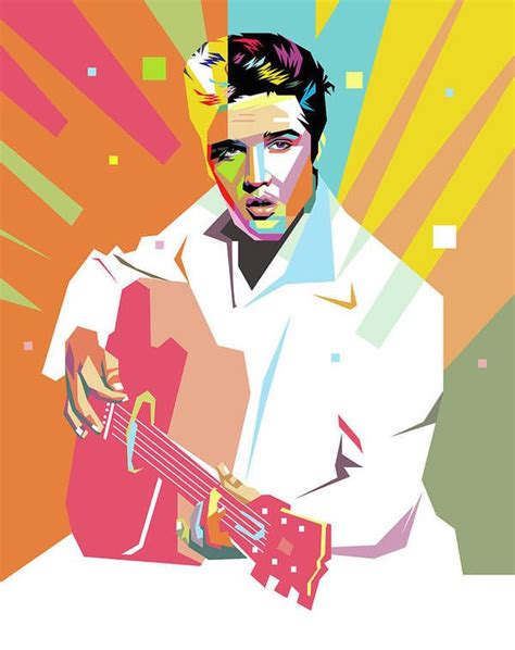 Elvis Presley Playing Guitar Wpap Pop Art 2 Poster By Ahmad Nusyirwan