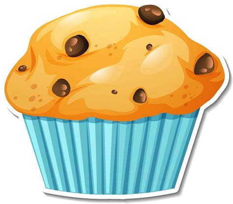 Muffin Chocolate Chip Sticker On White Background Vector Art At
