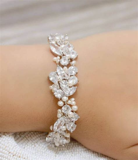 Statement Bridal Bracelet Wedding Jewelry Rhinestone Etsy