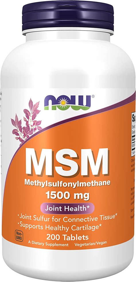 Now Supplements Msm Methylsulfonylmethane 1500 Mg Supports Healthy Cartilage