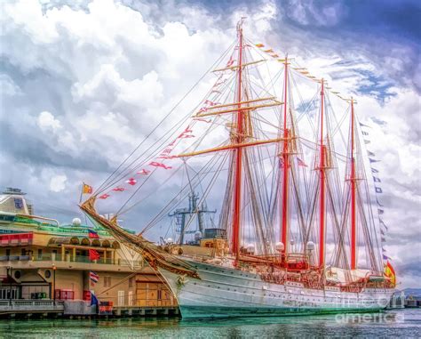 Four Masted Schooner In Port Photograph By Sue Melvin Pixels