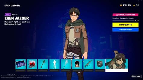 Fortnite How To Get The Attack On Titan Eren Jaeger Skin And Cosmetics