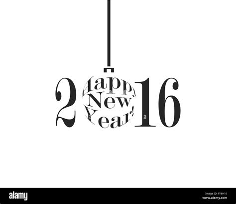 Happy New Year 2016 In Black And White Vector Illustration Stock