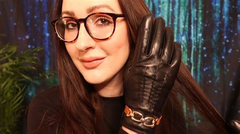 Asmr Glove Girl Leather Gloves Unboxing With Hair Brushing Sounds And