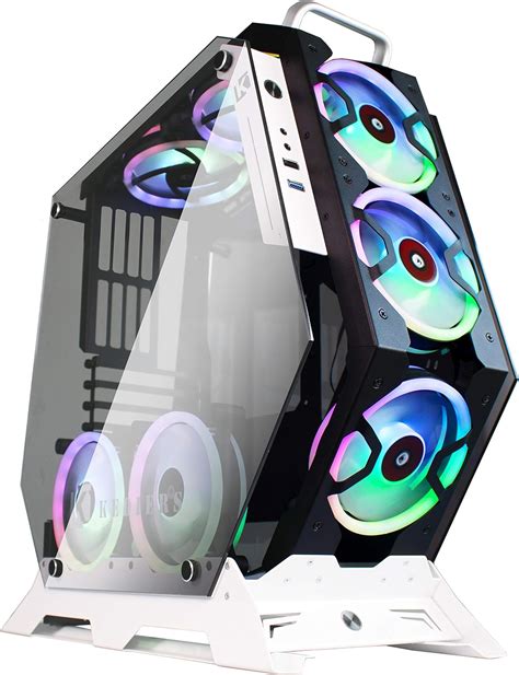 Kediers 7 Pcs Rgb Fans Atx Mid Tower Pc Gaming Case Open Computer Tower