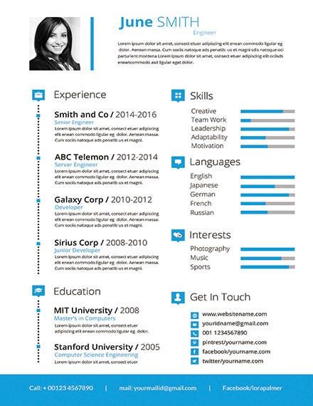 Sample template example of beautiful excellent professional cv format for final year engineering students (software, computer, it, cse, e. 17+ Engineering Resume Templates - PDF, DOC | Free & Premium Templates