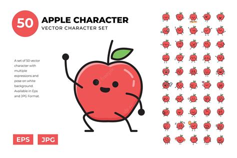 Premium Vector Cute Apple Mascot Character Illustration