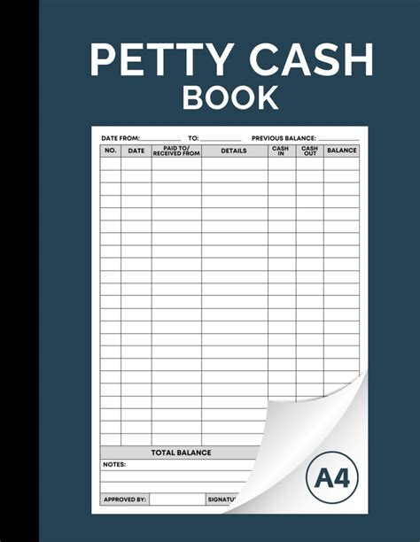 Petty Cash Book Petty Cash Logbook Cash Flow Log For Small Businesses Schools Offices And