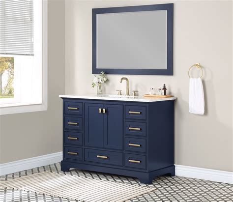 Stufurhome Brittany Dark Blue 48 Inch Single Sink Bathroom Vanity With