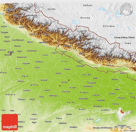 Physical 3d Map Of Uttar Pradesh