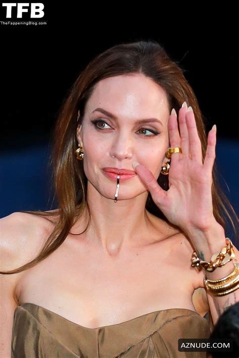 angelina jolie sexy seen flaunting her hot cleavage at the eternals premiere in la aznude