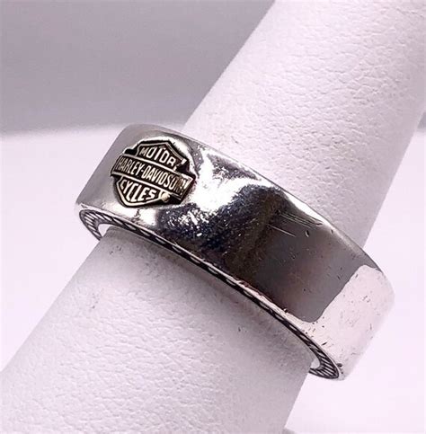 Vintage Signed Sterling Silver Harley Davidson Ring S Gem