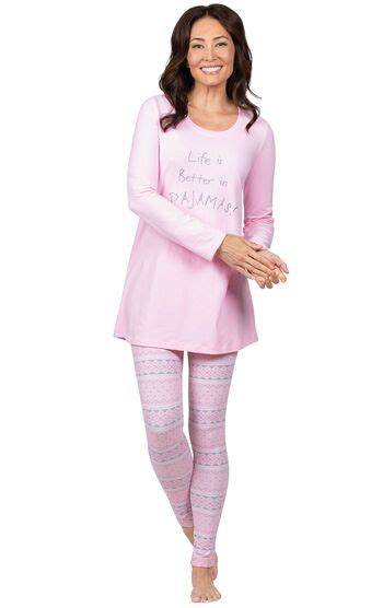 Addison Meadow Pajamagram Long Sleeve Legging Set Pink Fair Isle Fleece Leggings Tops For
