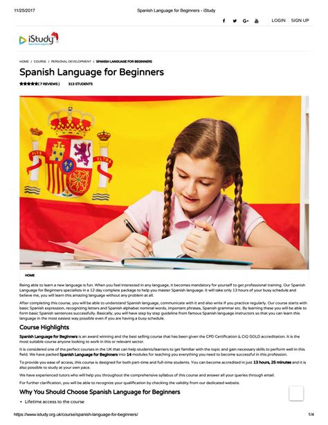 Spanish Language For Beginners Istudy By Istudyorguk Issuu