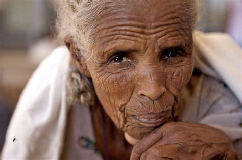 Portrait Of An Elderly Eritrean Refugee Woman In Shimelba Refugee Camp