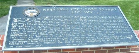 Nebraska City Fort Kearny Cut Off Nebraska Historical Markers On