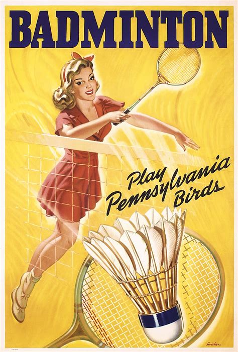 Sold Price Original 1940s50s American Badminton Poster
