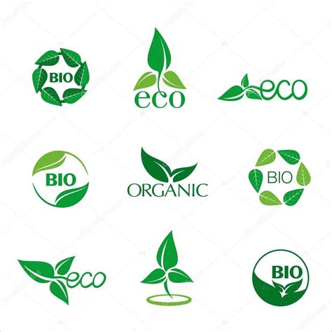 Logotipos Ecológicos Y Biológicos Para Productos Ecológicos Vector