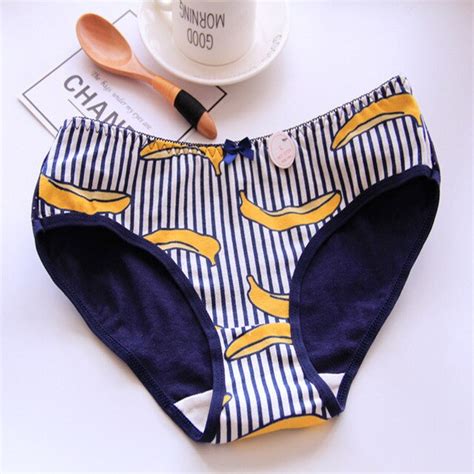Hui Guan Fruit Banana Patterned Cartoon Underwear Women Soft Cute Cotton Panties Sex Thong