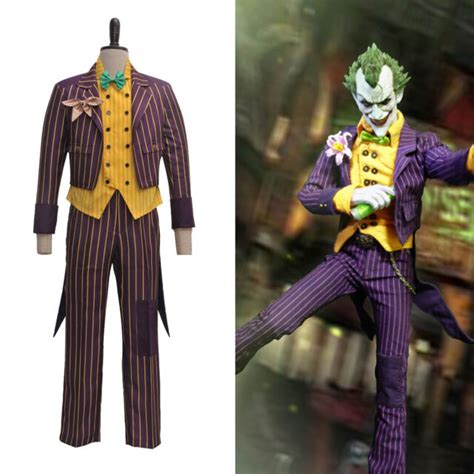 Batman Cosplay Arkham Asylum Joker Stripe Coat Jacket Set Outfit