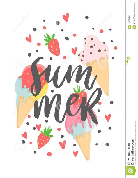 Fun Summer Poster Bright Card With Various Ice Creams Stock Vector