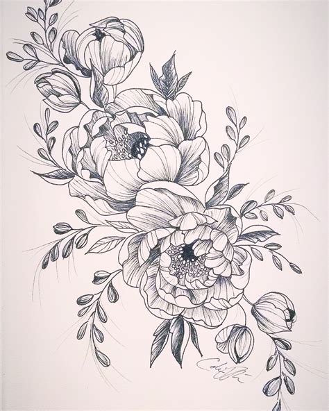 Image Result For Bird Peony Vintage Black And White