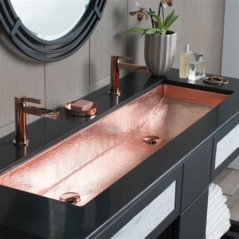 Native Trails Trough 48 Rectangle Copper Bathroom Sink Polished Copp