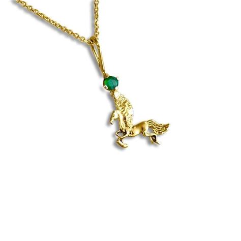 Gold Pegasus Pendant Necklace With Diamond Etsy