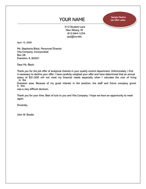 It likely won't be a problem to stay in your current position if you pass up a promotion within your company, since it's a given that you're performing well at it. Job Offer Decline Letter Collection | Letter Template ...